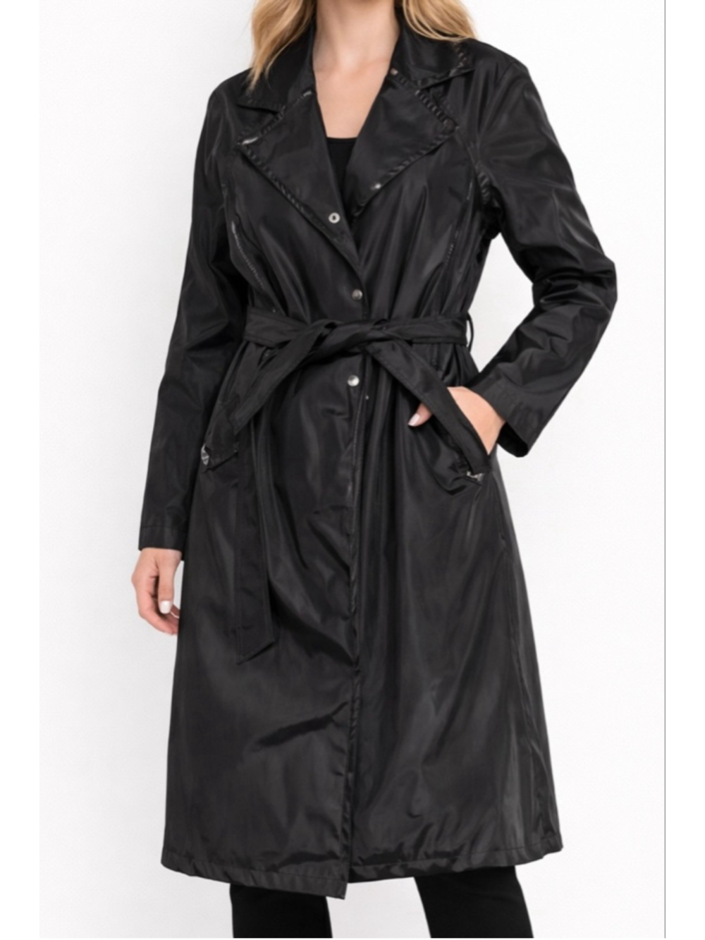 Vintage MALJUT Sportswear Long Coat M Black Cyberpunk 90s Trench Unisex